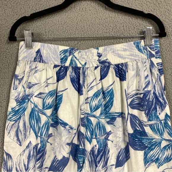 C&C California 100% Linen Tropical Wide Leg Pants Womens Size Large Crop - Picture 5 of 7